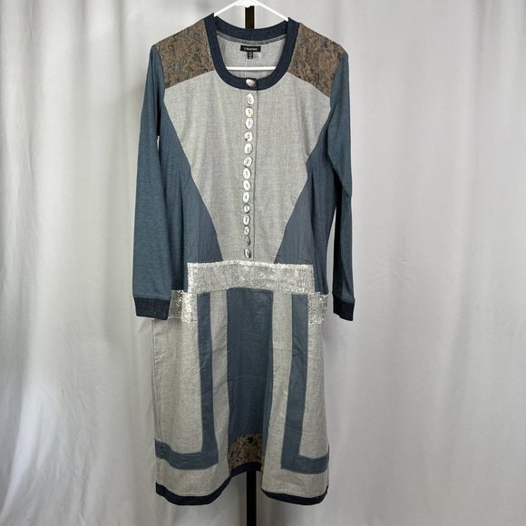 J Peterman Daisy Goes Dancing Mixed Media Dress - XXS, NWOT - Picture 2 of 10